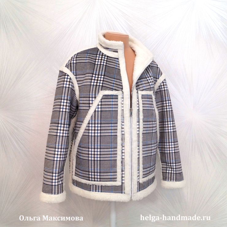 Пальто-дубленка со спущенным плечом