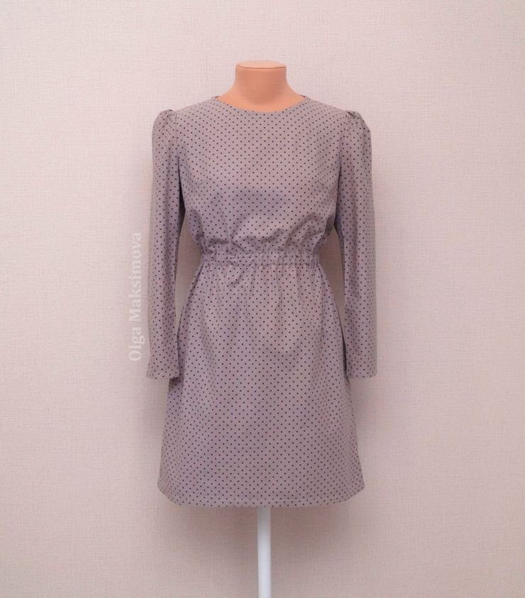 Теплое платье А-силуэта с длинными рукавами. Добавила кулиску и резинку в пояс.