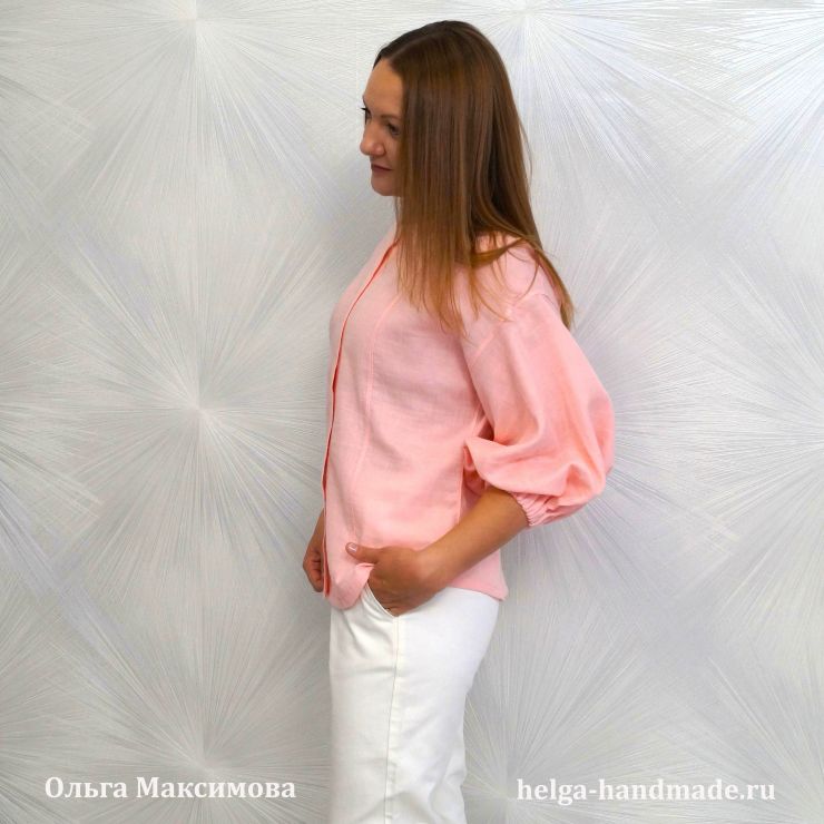 Летняя блузка из муслина персикового цвета