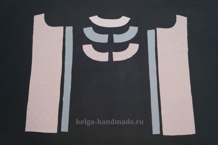 Дублируем обтачку горловины и планку переда