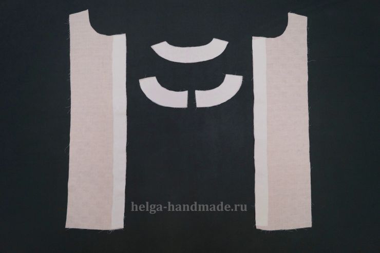 Дублируем обтачку горловины и планку переда